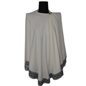 Poncho Button Closure Cream with Black Border